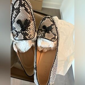 J. Crew Charlie Tassel Loafers in Snakeskin Leather. Size 9. New.
